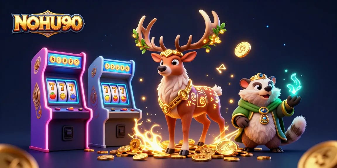 Engage with NOHU90's thrilling 3D casino adventure featuring dynamic gaming machines and fantasy characters.
