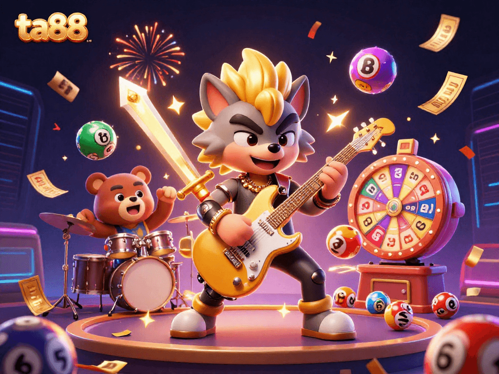 Feel the excitement of ta88 as a rock star wolf rocks the casino stage amid colorful lottery actions.