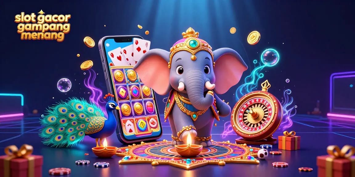 Experience the thrill of slot gacor gampang menang with vibrant casino elements and dazzling 3D characters.