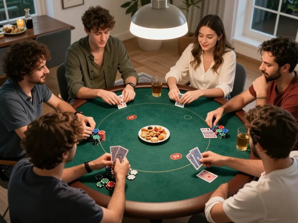 MM88 poker night with friends enjoying strategic gameplay and drinks around the table