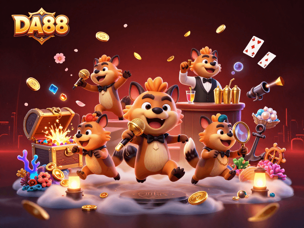 Experience the thrilling excitement at DA88 with hyenas hosting a vibrant casino party!