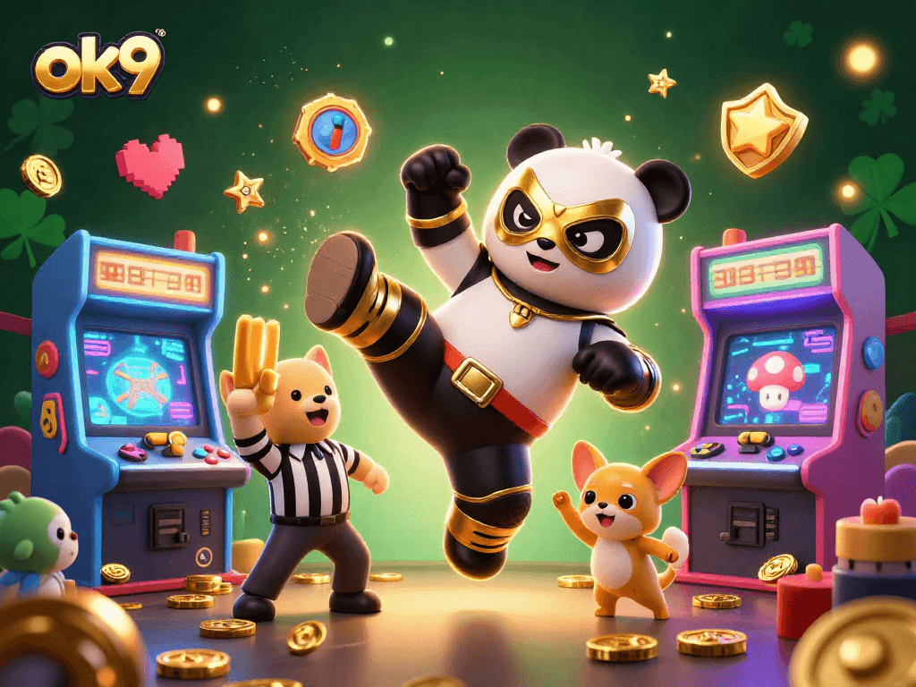 Engage with ok9 through thrilling casino adventures featuring unique 3D characters and vibrant game elements.