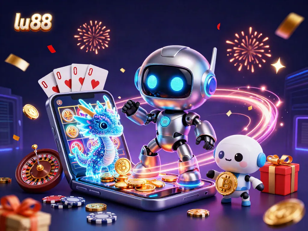 Experience thrilling action at lu 88 with a vibrant illustration of casino games and excitement.