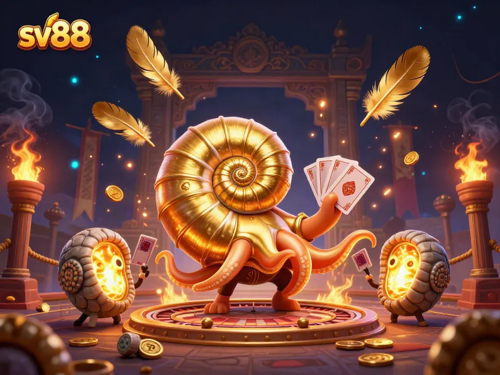 Engage in thrilling games with sv88, showcasing a vibrant nautilus roulette and golden glowing elements.