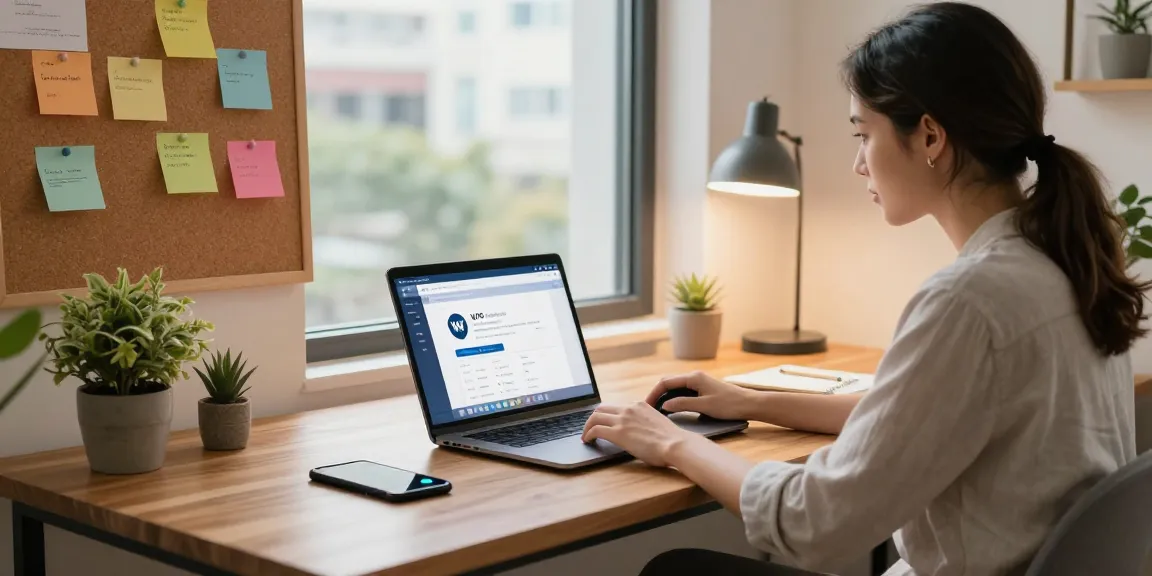 WPS Download page opened on a laptop in a modern home office, symbolizing productivity and efficiency.