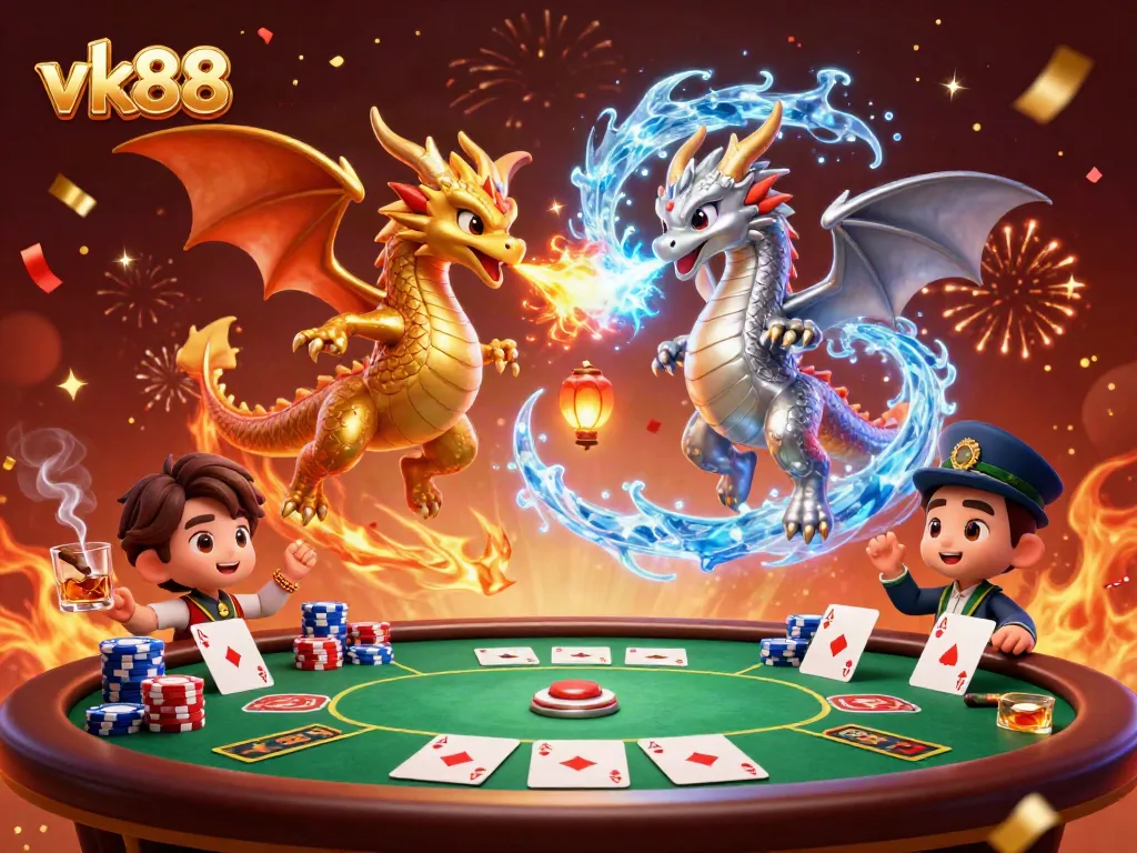 Experience the thrill of vk88 with legendary dragons amidst a vibrant casino scene.
