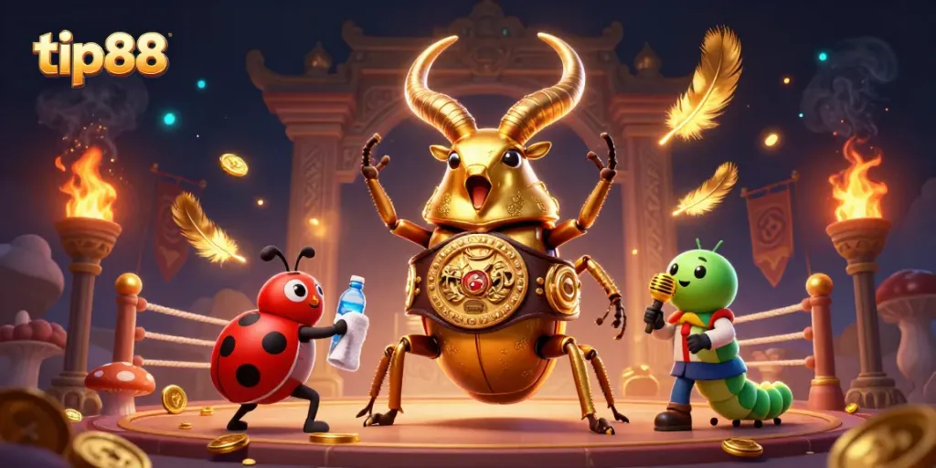 Experience tip88's thrilling betting scene with lively characters and vibrant casino elements.