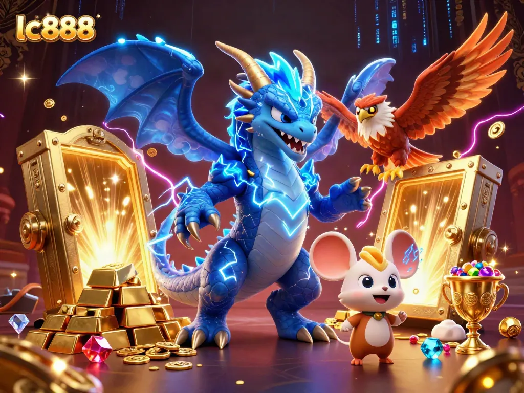 Experience electric excitement with lc888 as thunder dragon and glowing hawk illuminate a treasure-filled digital casino.