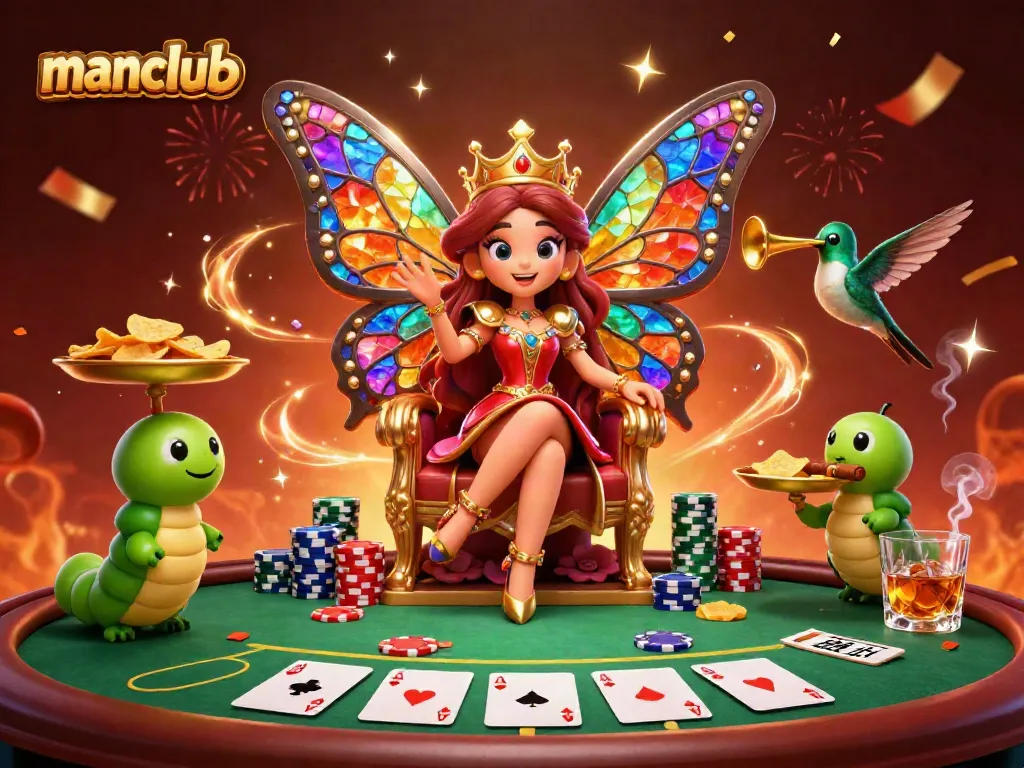 Engage in the exciting world of manclub with a vibrant casino scene featuring captivating characters and poker elements.