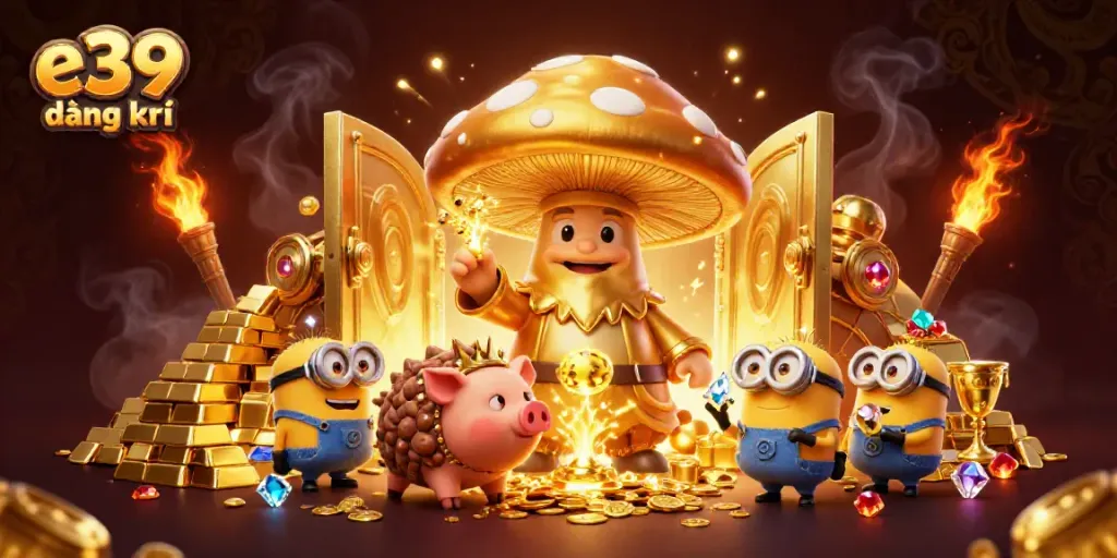Experience e39 đăng ký and magical winnings in this vibrant casino-themed illustration.