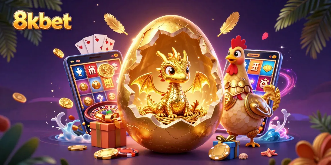 Experience the thrill of gaming at 8kbet with golden dragon and vibrant casino elements.