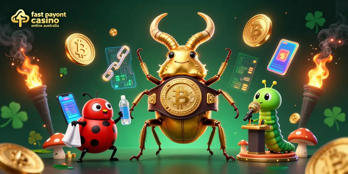 Engage with fast payout casino online Australia through vibrant 3D illustration showcasing crypto coins.