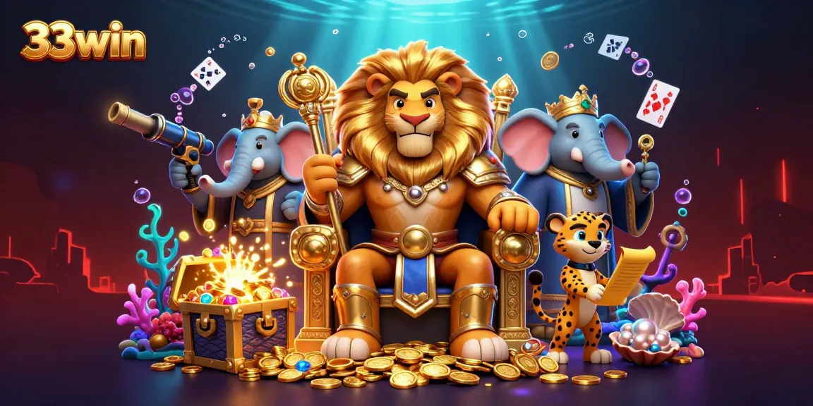 Spin and win with 33win's thrilling casino atmosphere featuring vibrant 3D characters.