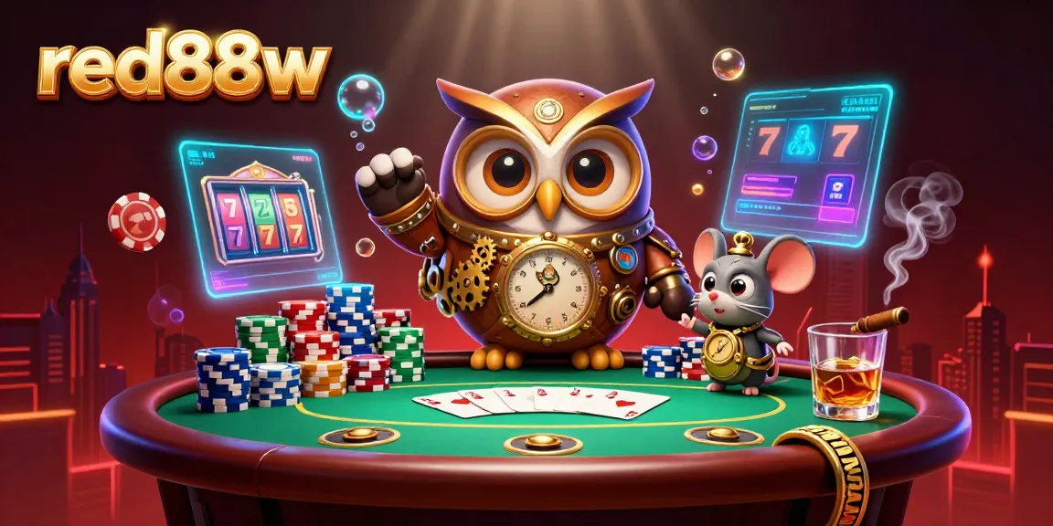 Experience the excitement of gaming at red88w with a vibrant 3D casino scene featuring unique characters and immersive elements.