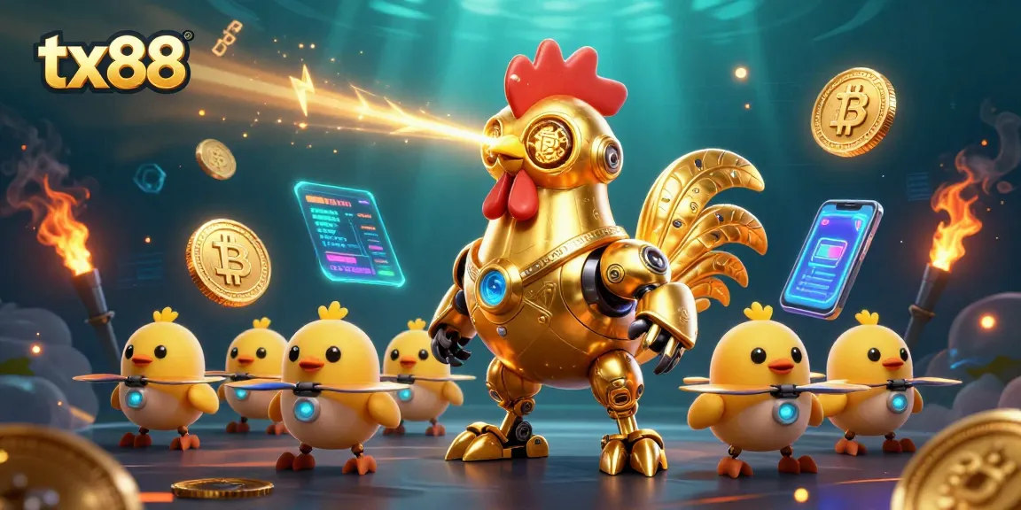 Experience tx88 winnings with a vibrant 3D illustration highlighting casino-themed crypto elements.