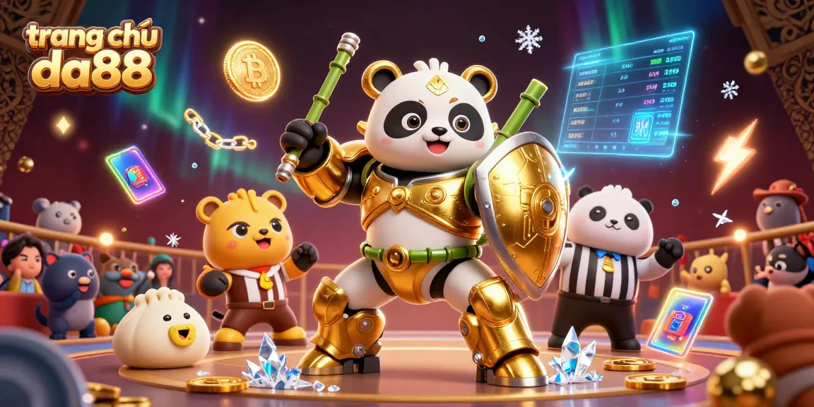 Engage in exciting gaming at trang chủ da88 with vibrant neon coins and dynamic characters.